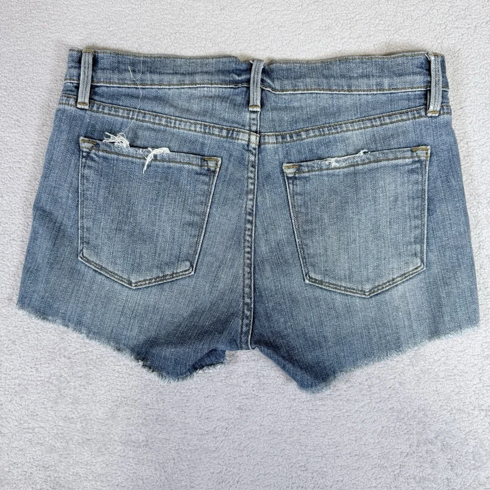 Frame Le Cutoff Raw Hem Denim Shorts Medium Wash Albion Valley Size 25